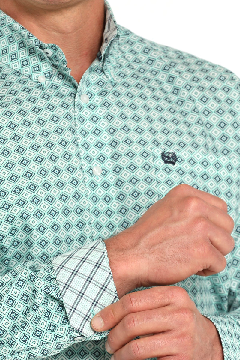 Load image into Gallery viewer, Cinch Mens Long Sleeve Medallion Print Shirt - Turquoise
