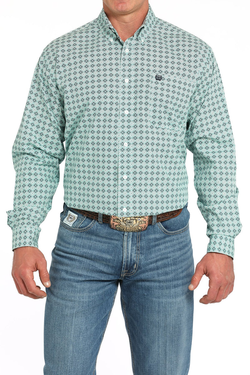 Load image into Gallery viewer, Cinch Mens Long Sleeve Medallion Print Shirt - Turquoise
