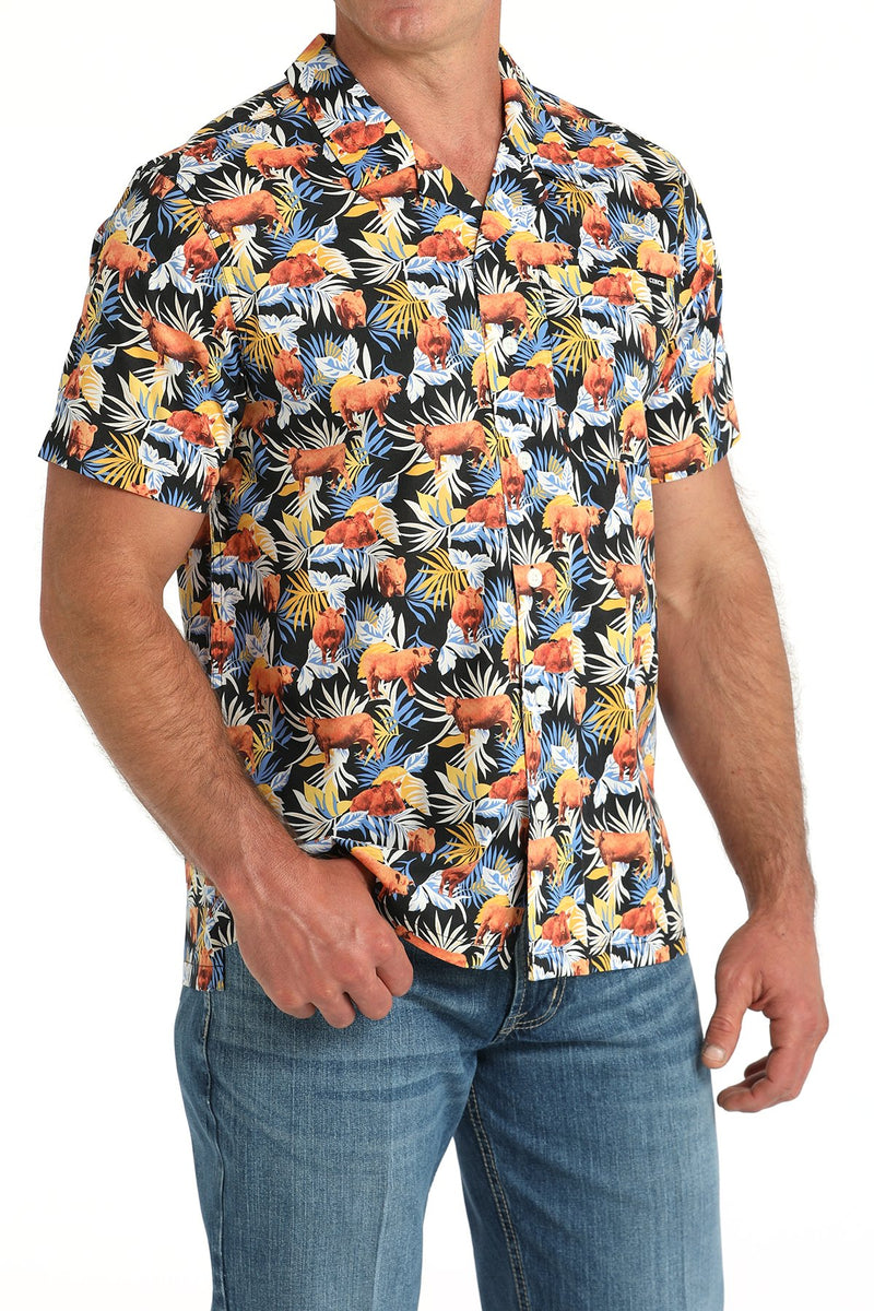 Load image into Gallery viewer, Cinch Mens Short Sleeve Aloha Angus Print Camp Shirt - Multi

