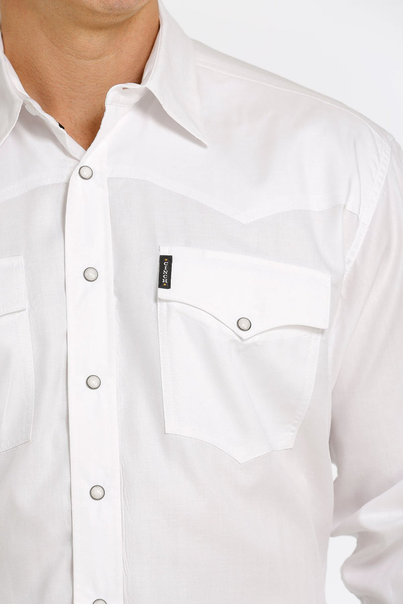 Load image into Gallery viewer, Cinch Mens Long Sleeve Solid Western Marble Snap Shirt - White

