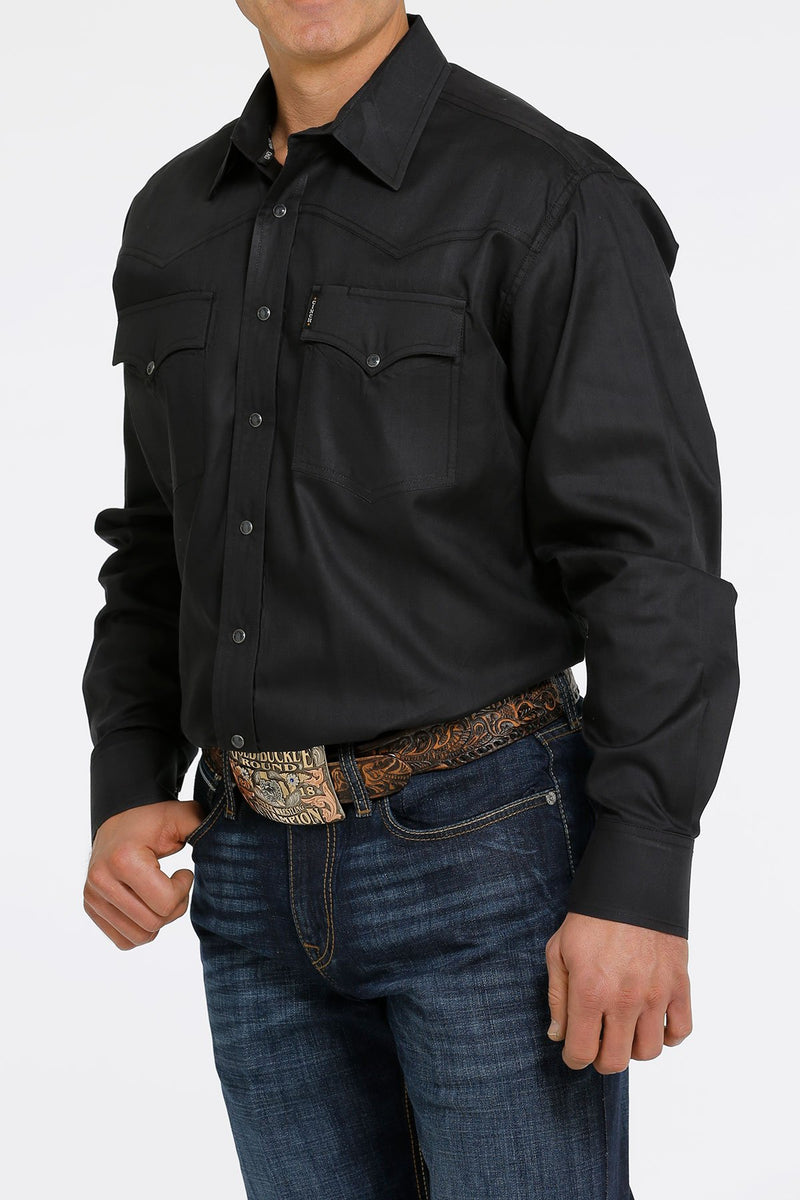 Load image into Gallery viewer, Cinch Mens Long Sleeve Solid Western Marble Snap Shirt - Black
