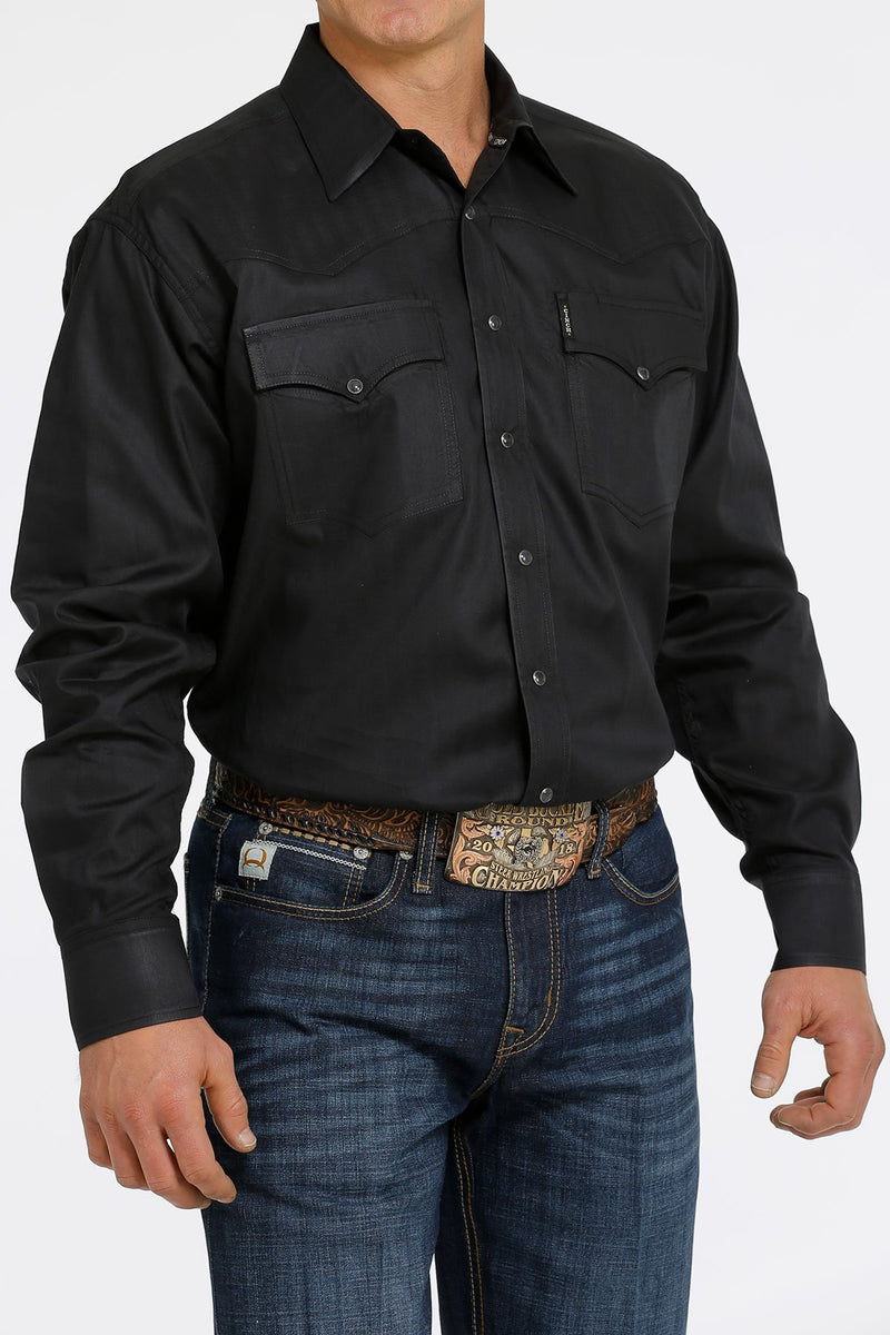 Load image into Gallery viewer, Cinch Mens Long Sleeve Solid Western Marble Snap Shirt - Black
