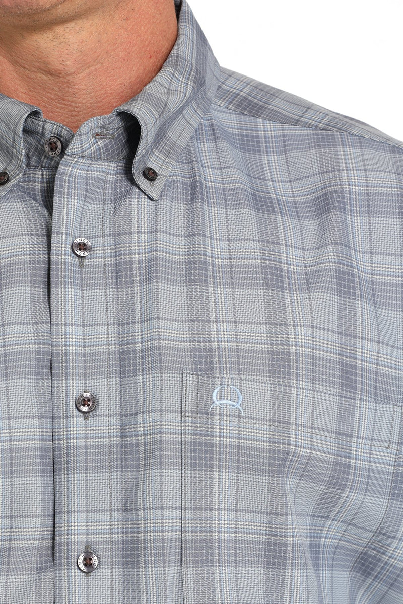 Load image into Gallery viewer, Cinch Mens ARENAFLEX Short Sleeve Plaid Print Shirt - Gray
