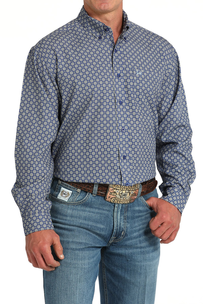 Load image into Gallery viewer, Cinch Mens ARENAFLEX Long Sleeve Medallion Print Shirt - Royal
