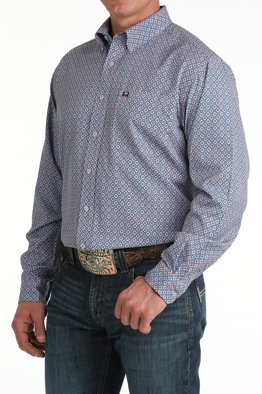 Cinch Mens ARENAFLEX Long Sleeve Geometric Shirt -Lilac