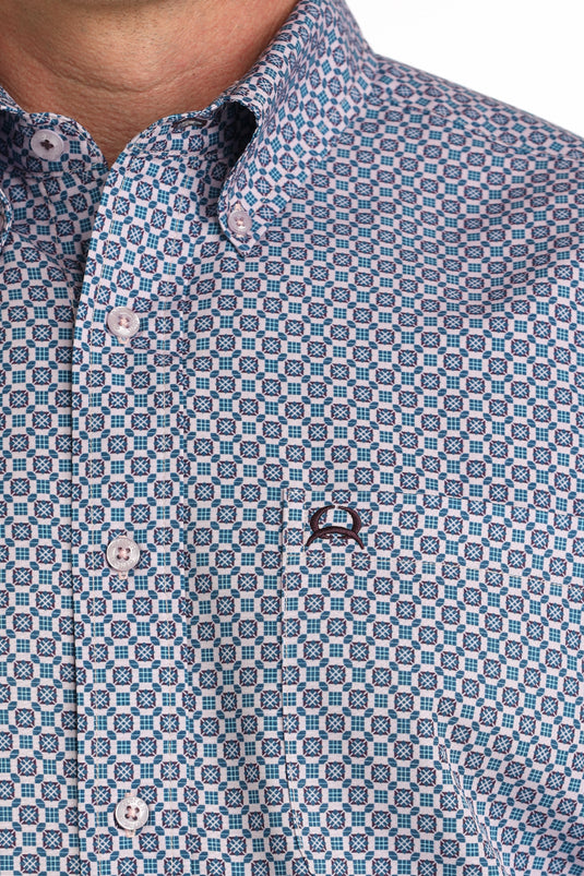 Cinch Mens ARENAFLEX Long Sleeve Geometric Shirt -Lilac
