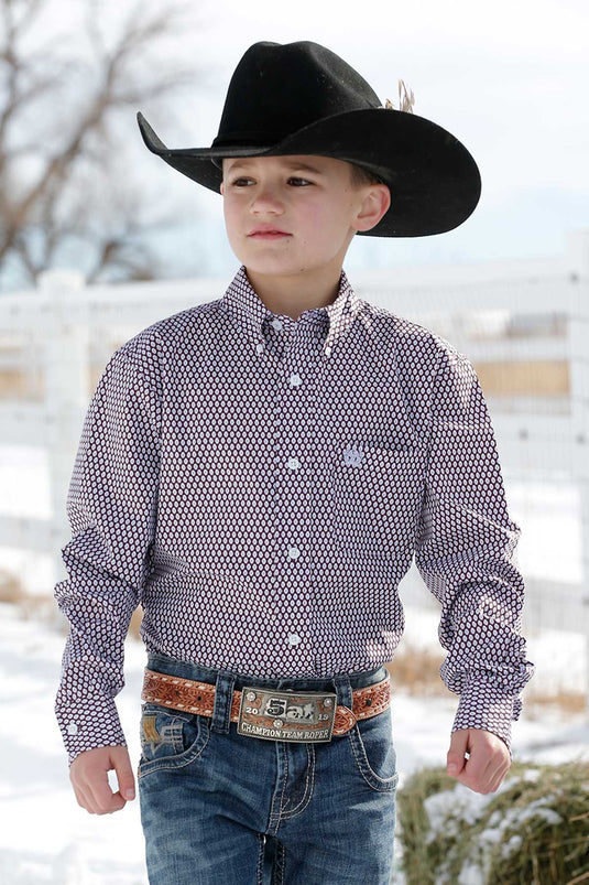 Cinch Boys Long Sleeve Print Shirt - Purple