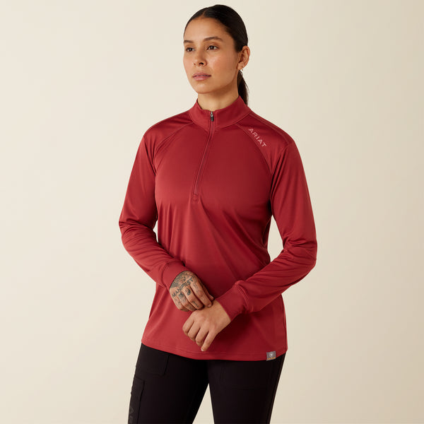 Load image into Gallery viewer, Ariat Rebar Womens Sunblocker 1/4 Zip Tee-Shirt - Burnt Russet

