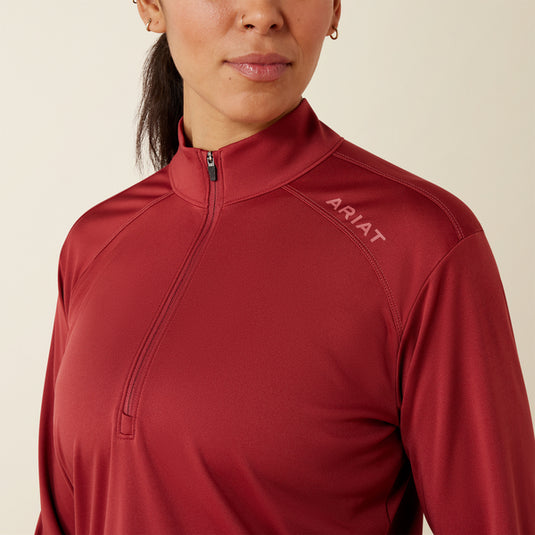 Ariat Rebar Womens Sunblocker 1/4 Zip Tee-Shirt - Burnt Russet