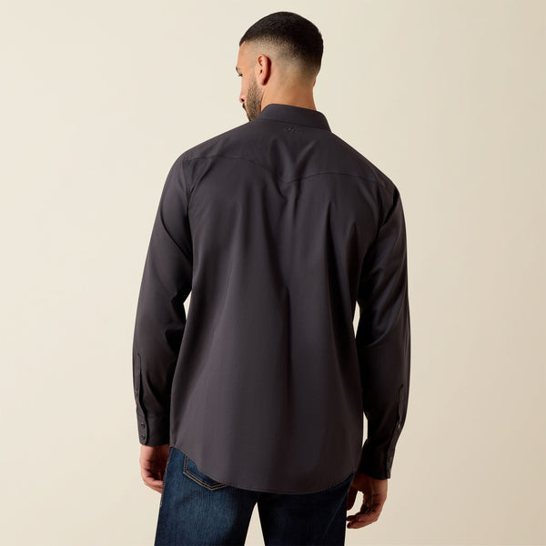 Load image into Gallery viewer, Ariat Mens Wrinkle Free Refined Slub Classic Fit Long Sleeve Shirt - Phantom
