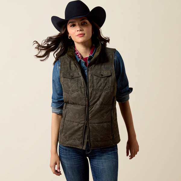 Load image into Gallery viewer, Ariat Womens Grizzly Quilted Vest - Beluga Rockwell Print
