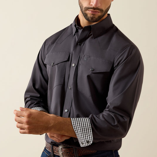 Ariat Mens Wrinkle Free Refined Slub Classic Fit Long Sleeve Shirt - Phantom