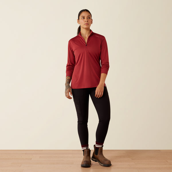 Load image into Gallery viewer, Ariat Rebar Womens Sunblocker 1/4 Zip Tee-Shirt - Burnt Russet
