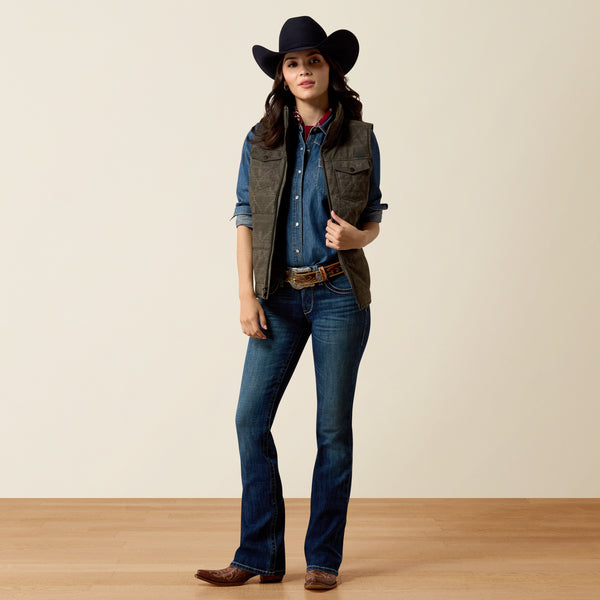 Load image into Gallery viewer, Ariat Womens Grizzly Quilted Vest - Beluga Rockwell Print
