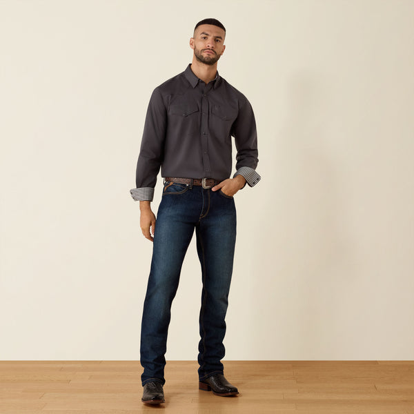Load image into Gallery viewer, Ariat Mens Wrinkle Free Refined Slub Classic Fit Long Sleeve Shirt - Phantom

