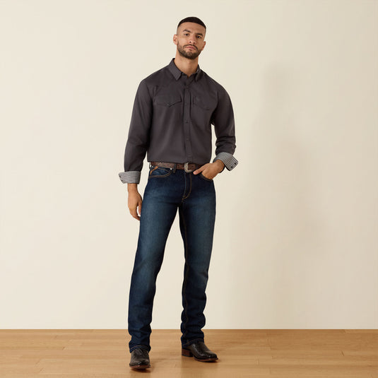 Ariat Mens Wrinkle Free Refined Slub Classic Fit Long Sleeve Shirt - Phantom