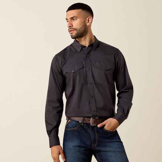 Ariat Mens Wrinkle Free Refined Slub Classic Fit Long Sleeve Shirt - Phantom
