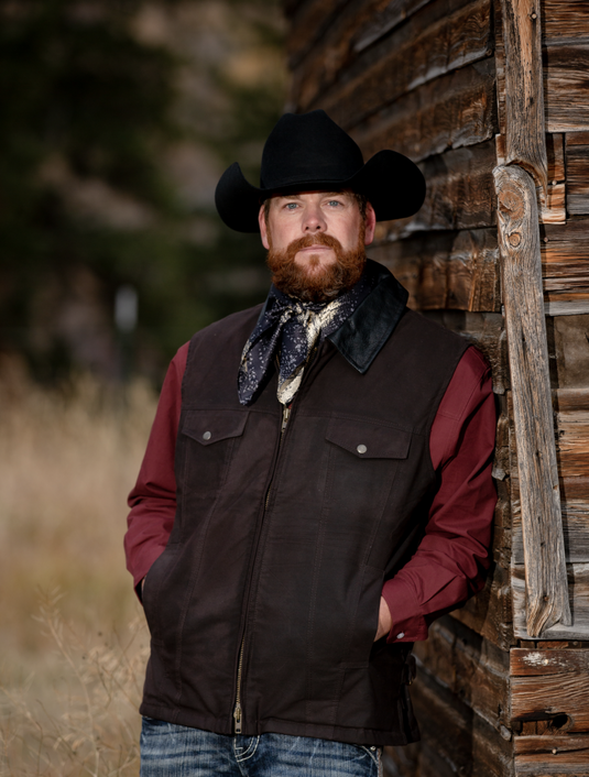 Wyoming Traders Oilskin Concealed Carry Vest - Brown