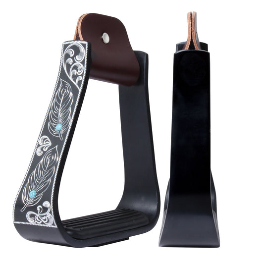 Professional's Choice Turquoise Feather Barrel Stirrups - 2"